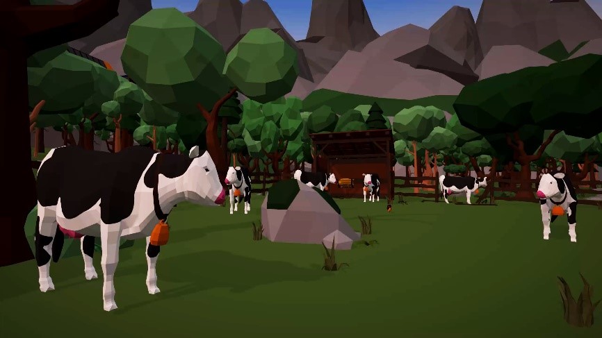 Titelbild von The Cow Game: Ein Mystery Abenteuer, bei dem man die ungewöhnliche Perspektive einer Kuh einnimmt, die versucht ihr gestohlenes Kalb zu retten