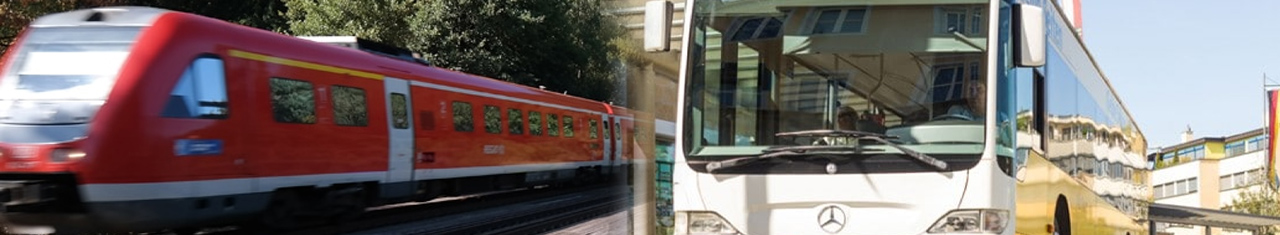 Bahn und Bus im Bild als Collage